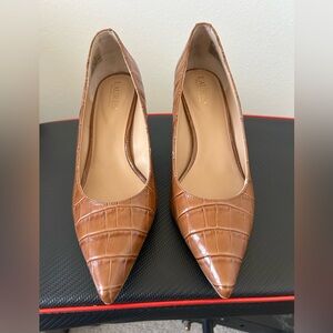Ralph Lauren Lanette Leather Croc-Embossed Shoes